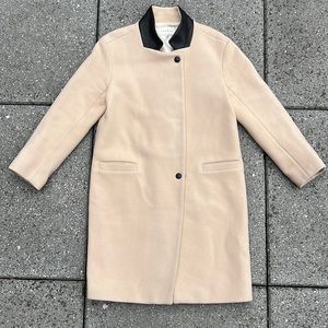 Sandro Classic Oversize Fit Stand Collar Woolen Long Coat